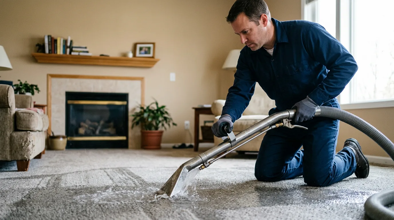 Water damage restoration technician working near Prosperity, WV